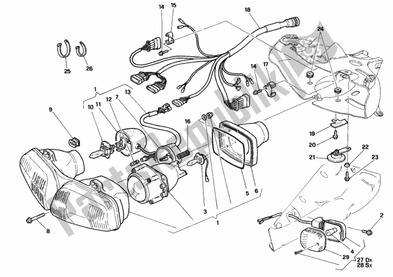 Todas as partes de Farol do Ducati Superbike 916 Senna 1996